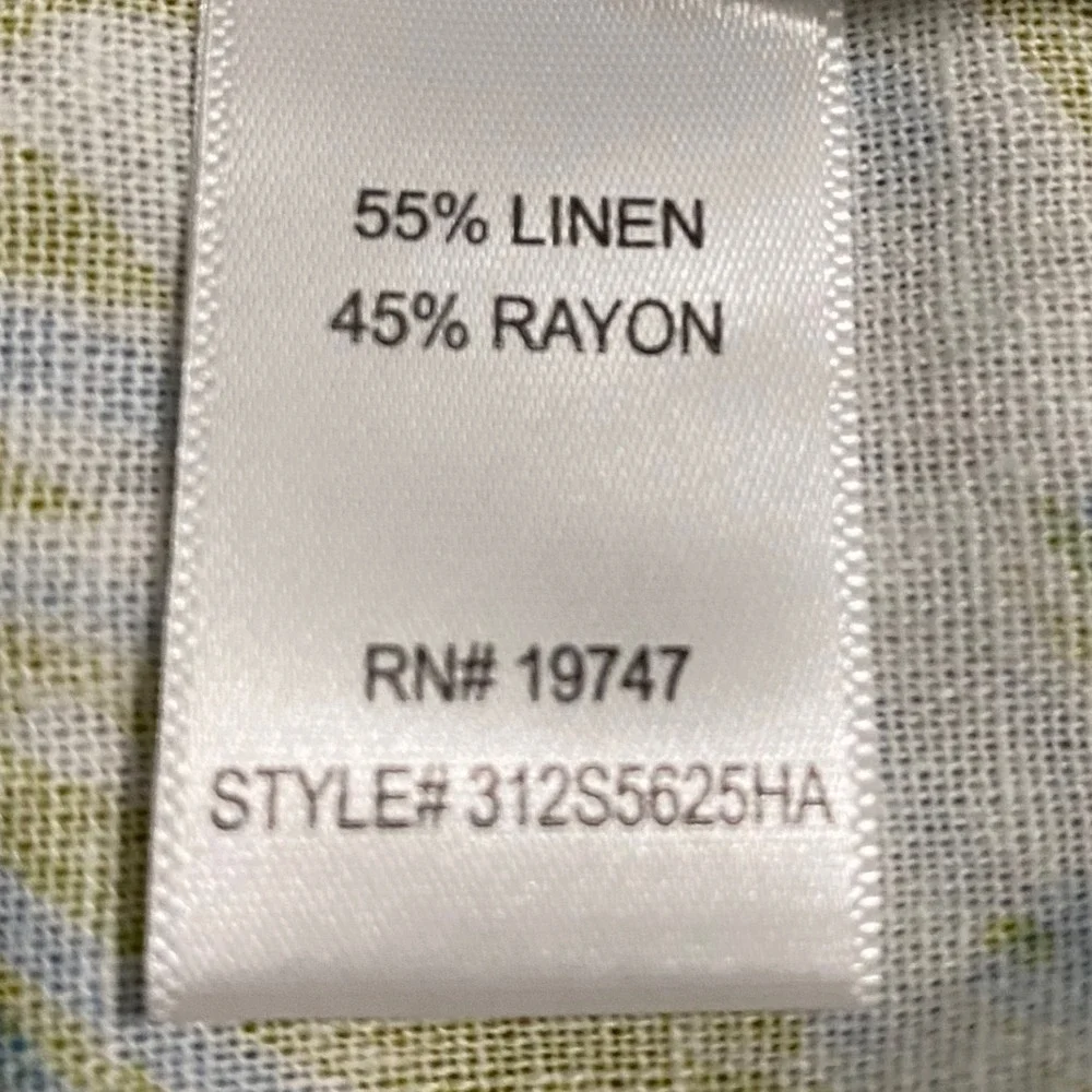 Land 'n Sea Womens XL Tropical Palm Print Linen Blend Wide Leg Pants‎ 312S5625HA